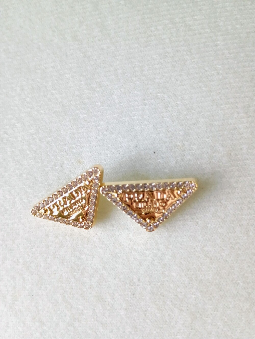 New Gold-Tone Triangle Crystal Stud Earrings - Women Jewelry